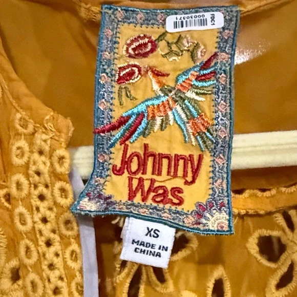 Johnny Was Mustard Embroidered Blouse - Picture 2 of 3